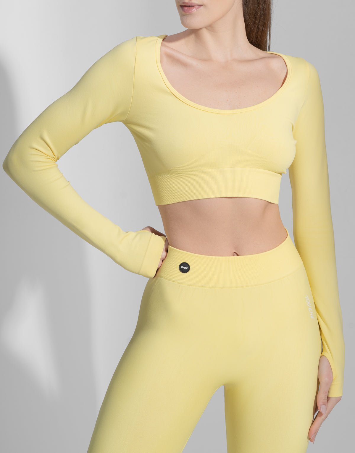 BASSIC YELLOW LONG SEAMLESS (FREE TOP)